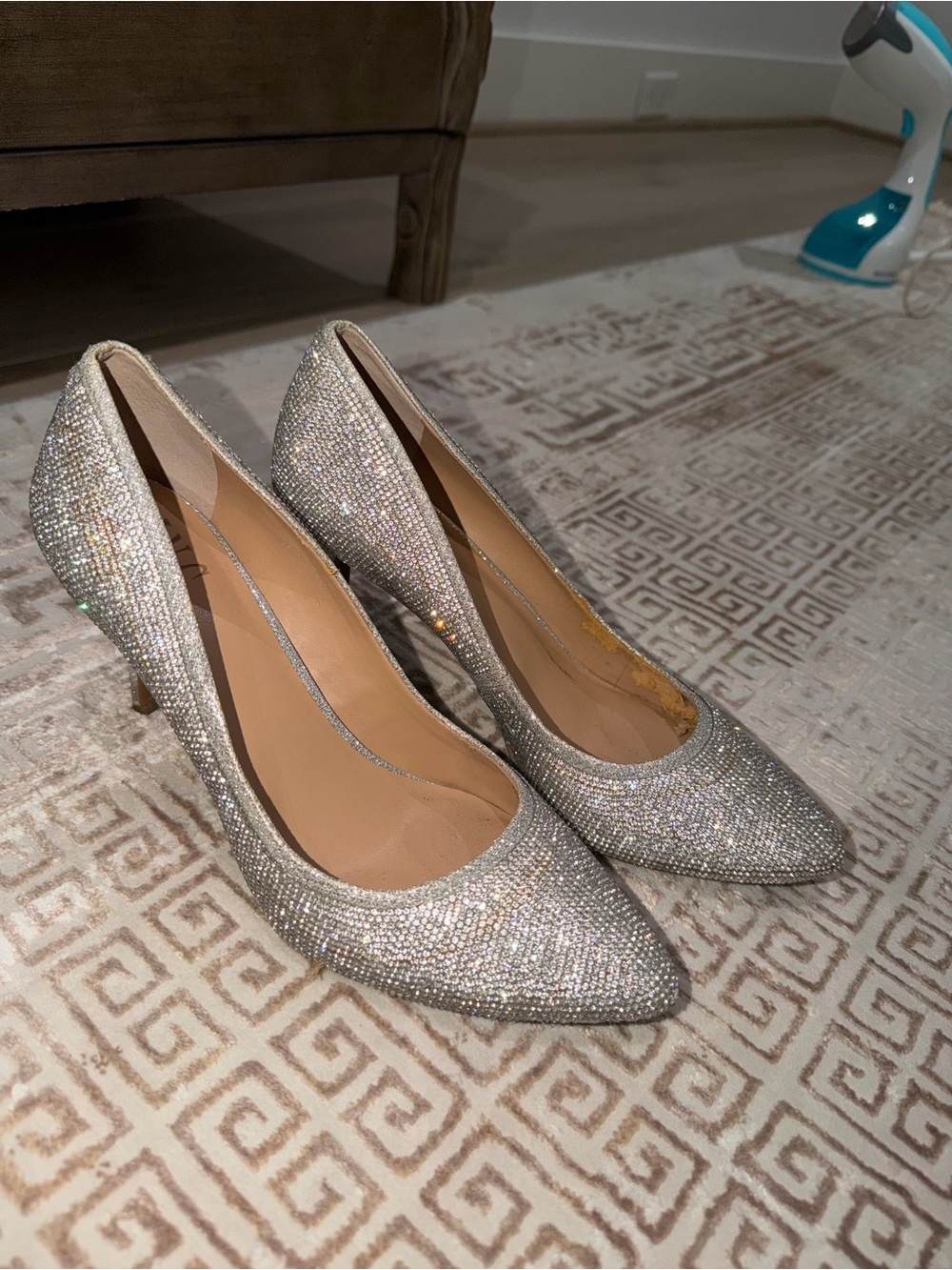 INC International Concepts Silver Crystal Pointed-Toe Pumps